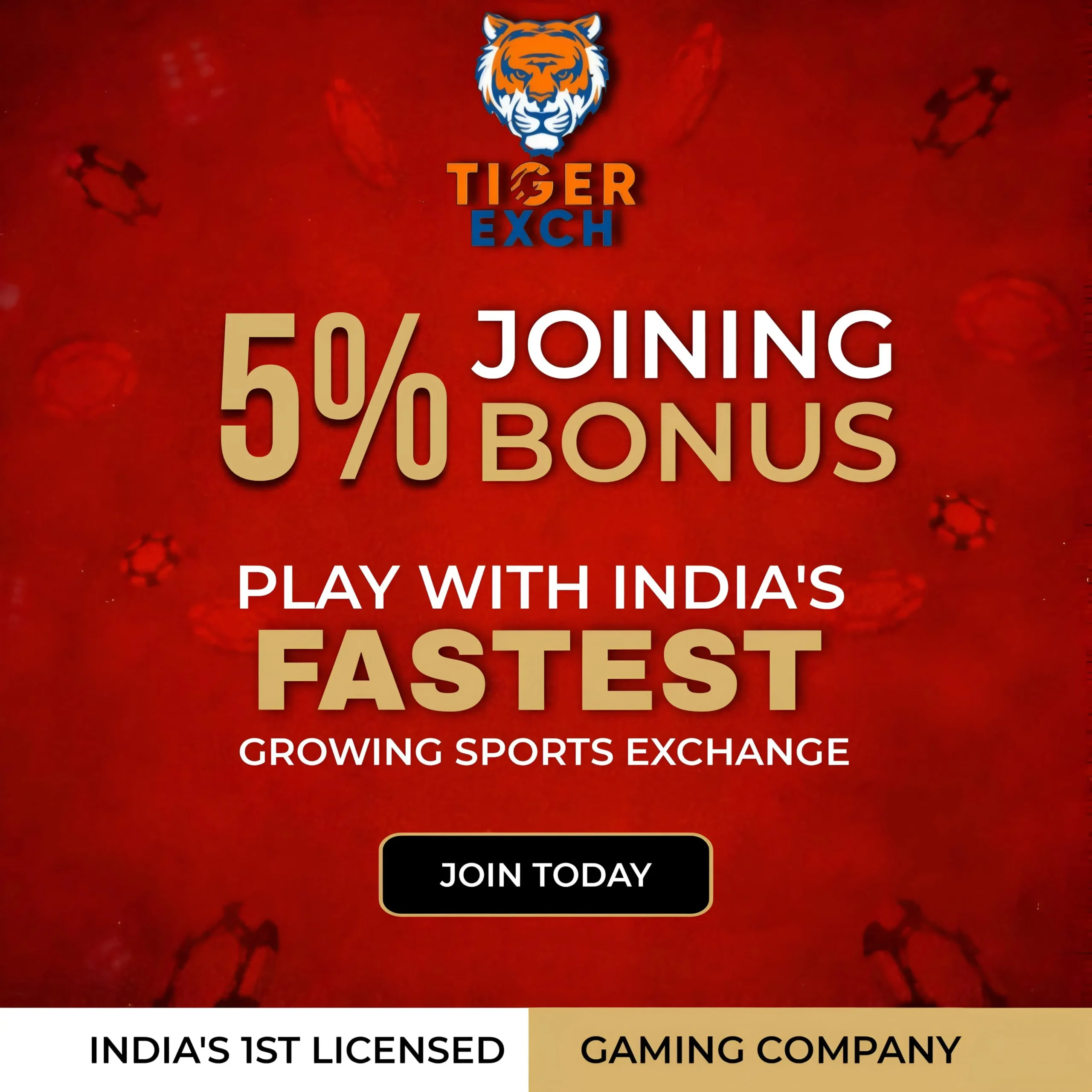 5% Joining Bonus on Amiri Tiger India Fastest Growing Sports Exchange banner